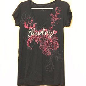 *3/$25* Hurley Black with Red Floral Print Tee